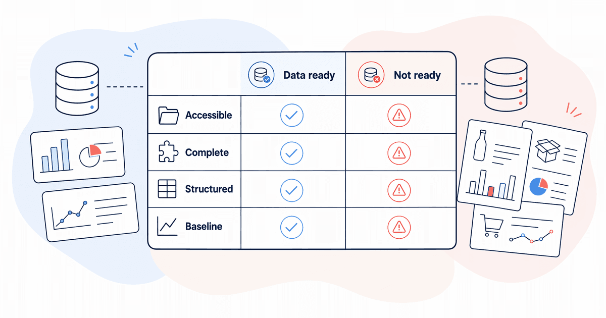 Comparison table for data-ready and data-not-ready AI use cases
