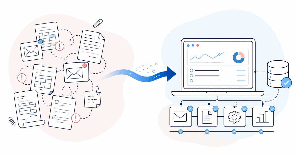 Manual process to automated workflow hero illustration