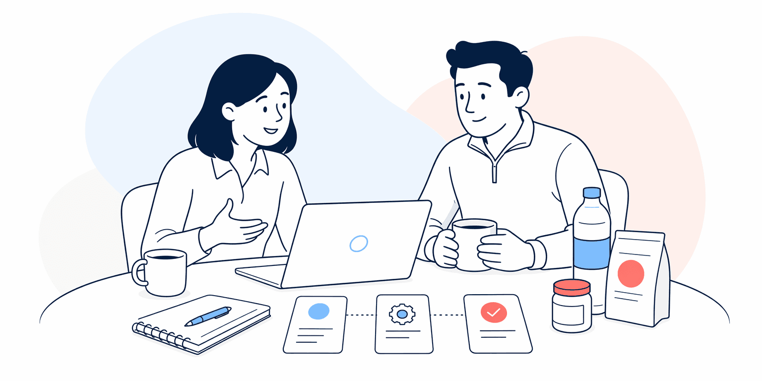 Department workflow conversation illustration